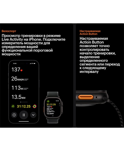 Apple Watch Ultra 2 49мм Black Titanium Case With Dark Green Alpine Loop (L) — green